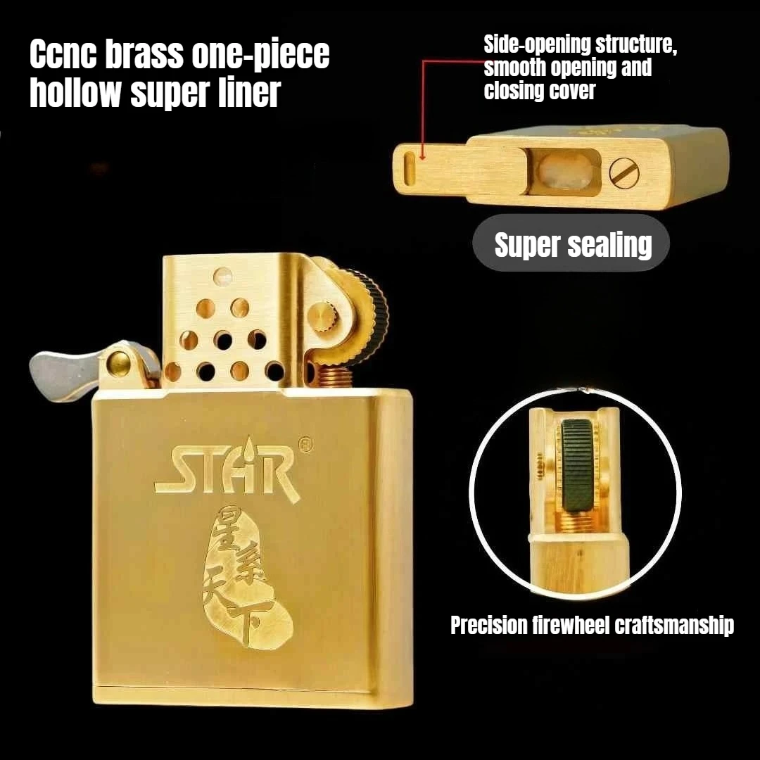 STAR Brass CNC Integral Hollow Lighter Insert, Fuel Inner Core Good Sealing No Oil Leakage Replacement Parts Smoking Accessories