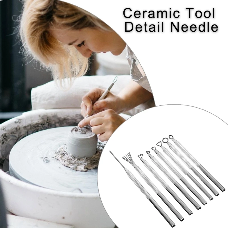 8Pieces Multifunctional Ceramic Clay Modelling Tool Pottery & Clay Wire Sculpting Tool for Detailing, Carving, Modeling Dropship