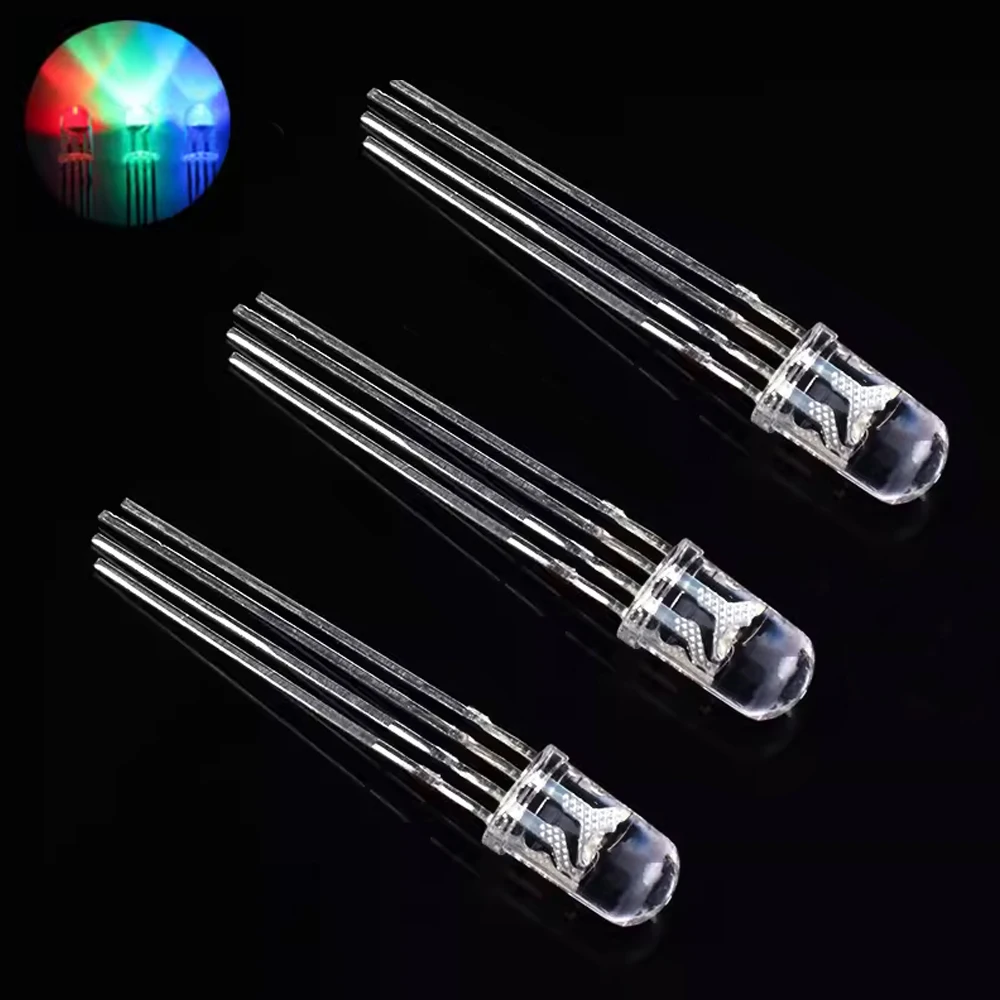 10-100pcs Multicolor RGB LEDs - 5mm, 8mm, 10mm Common Anode - High-Quality Indicators for Circuit Design，DIY Arduino Projects