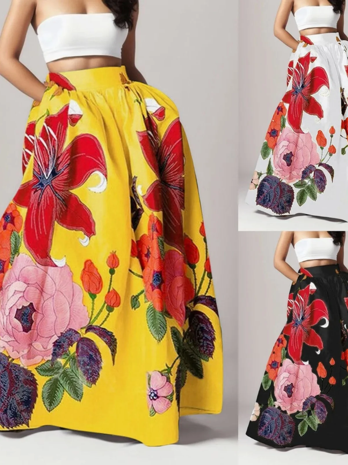 Falda de playa holgada con estampado de cintura alta para mujer, falda larga de verano para calle, TING, otra marca de ropa de 8 a 29 años