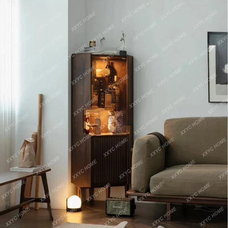 

Retro simple corner cabinet Solid wood wine cabinet living room corner corner cabinetTJ