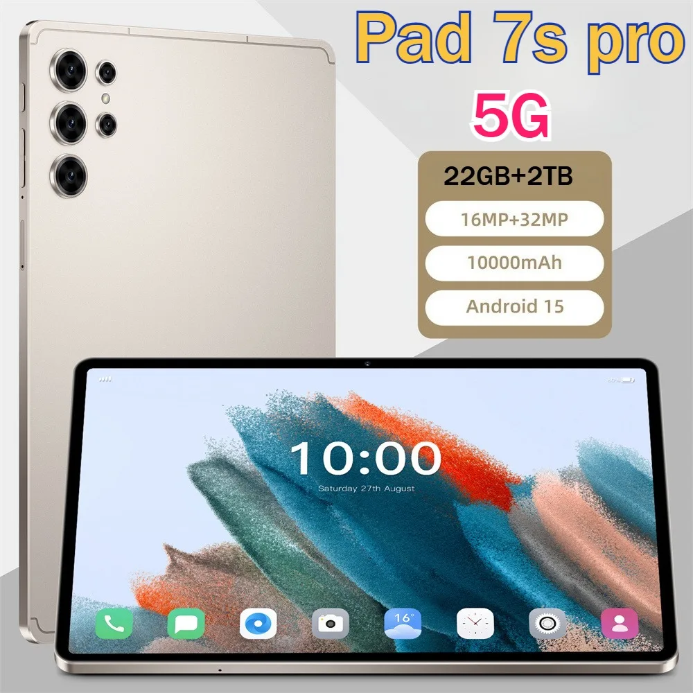 

Новый планшет Pad 7s Pro, оригинальный Android 15 Tab 4G 5G, двойная SIM-карта, 10000 мАч, WIFI, 10,1-дюймовый HD-экран, детский планшетный ПК