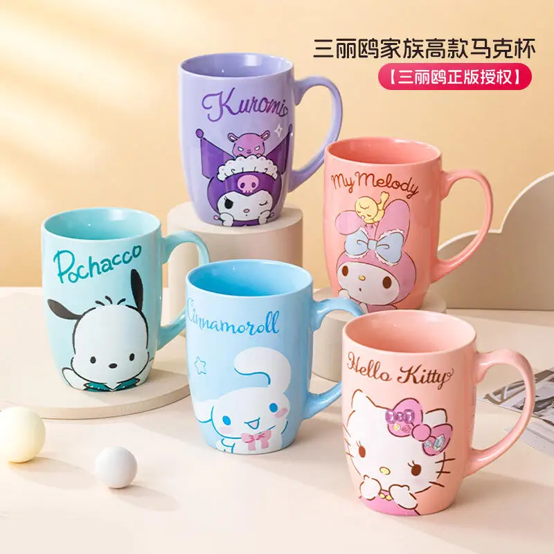 

Керамическая чашка с рисунком Hello Kitty Kuromi My Melody, большая вместительная кружка, красивая бытовая милая кофейная чашка, рождественский подарок