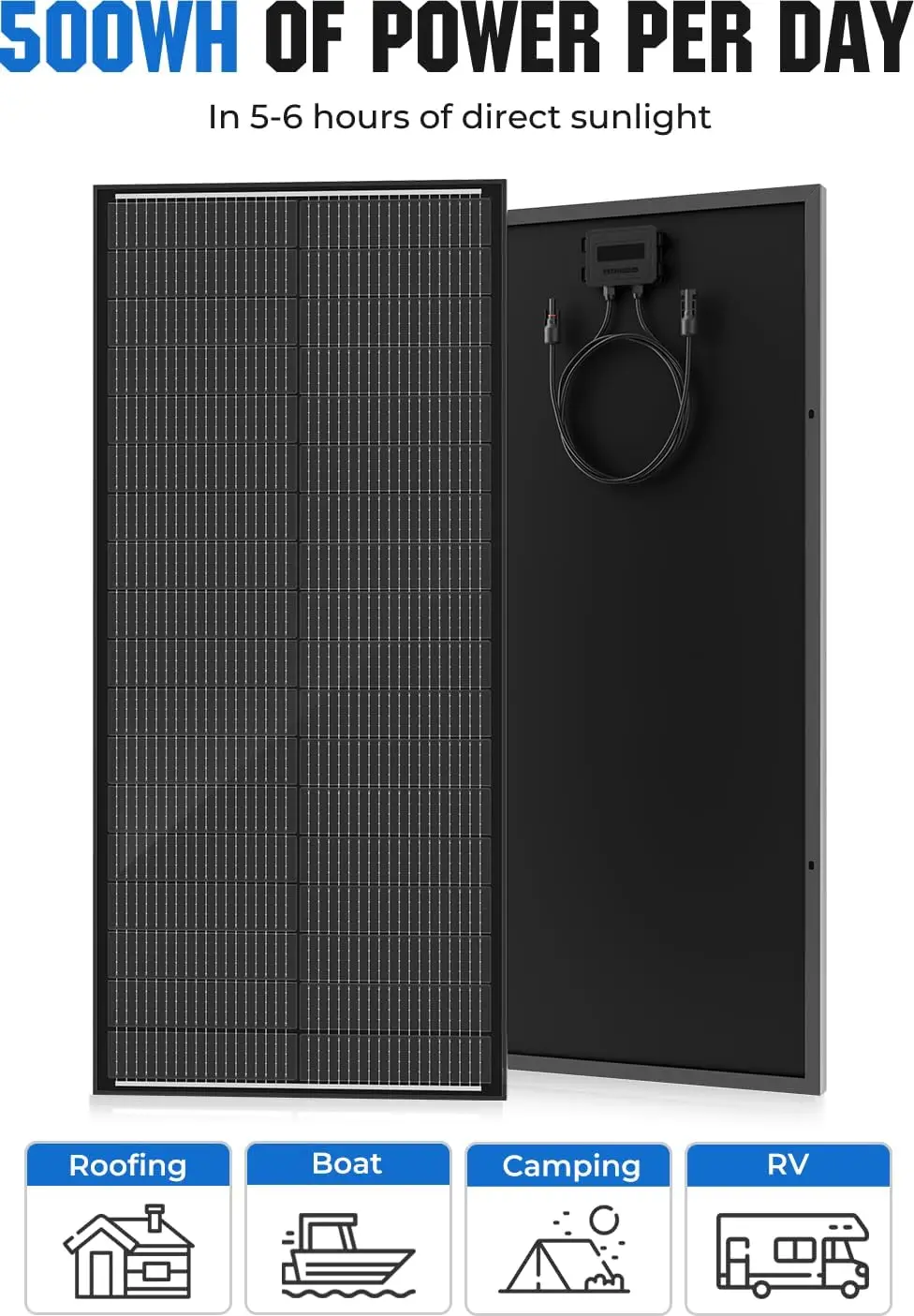 Rvpozwer 100W Solar Panel 25% High Efficiency 18BB 100 Watt Solar Panel 18BB N-Type Monocrystalline PV Modules for RV Marine Rooftop Farm Trailer Home Off-Grid System