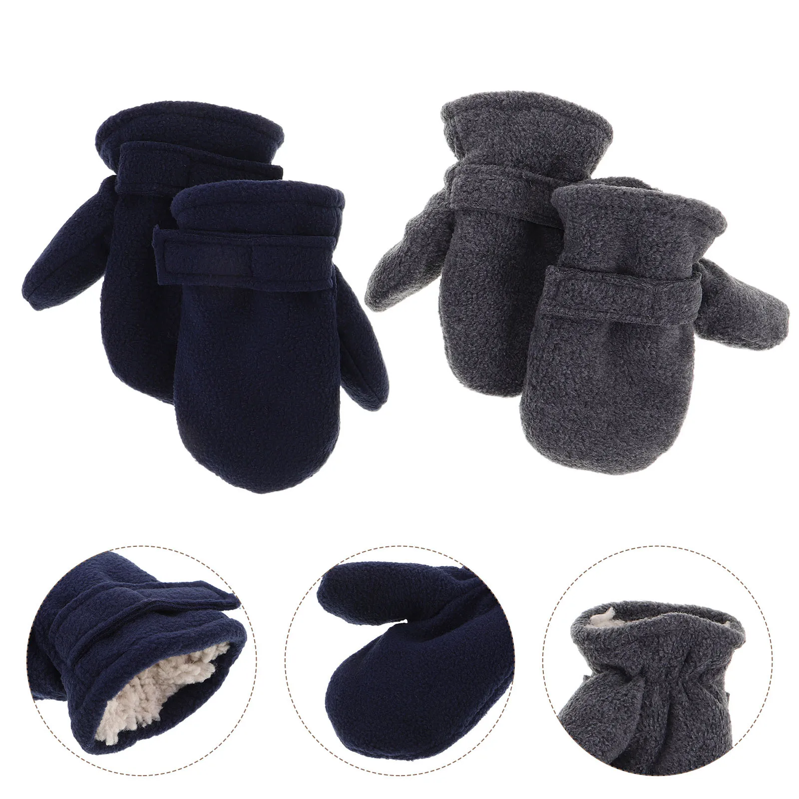 

2Pairs Childrens Thermal Gloves Thick Fleece Warm Mittens for Snowball Fights Sledding Outdoor Winter Adventures