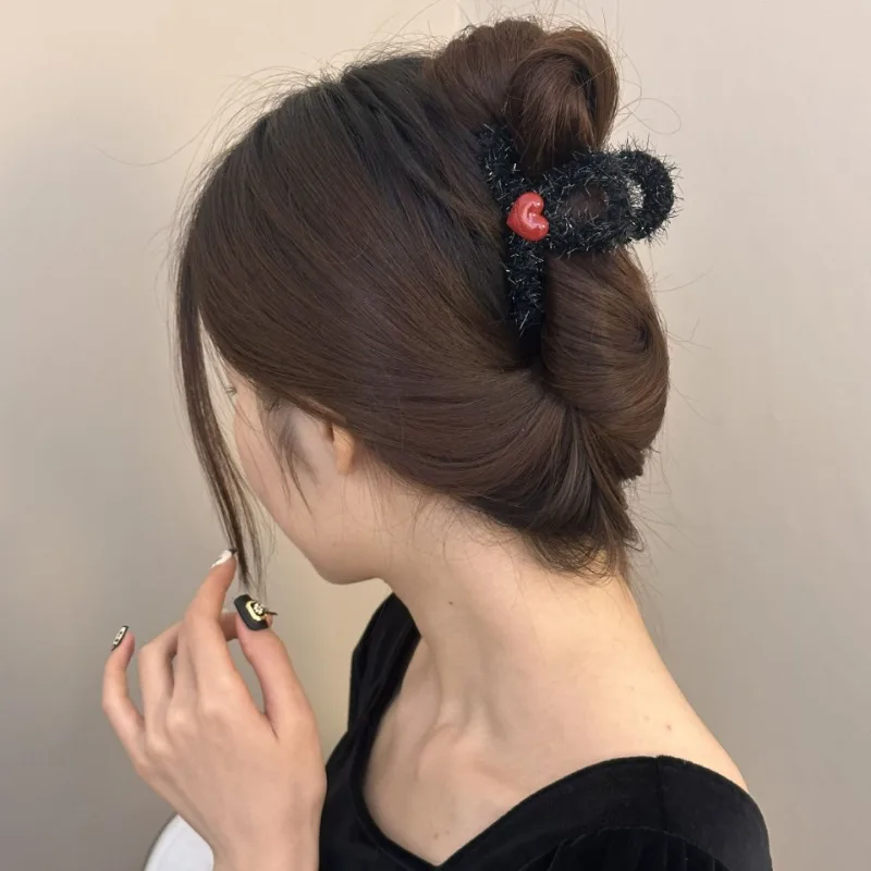 Red Love Sweet Retro Hair Clip Women's Fashion New Forehead Side Bangs Bb Clip Autumn and Winter Temperament Hair Accessories