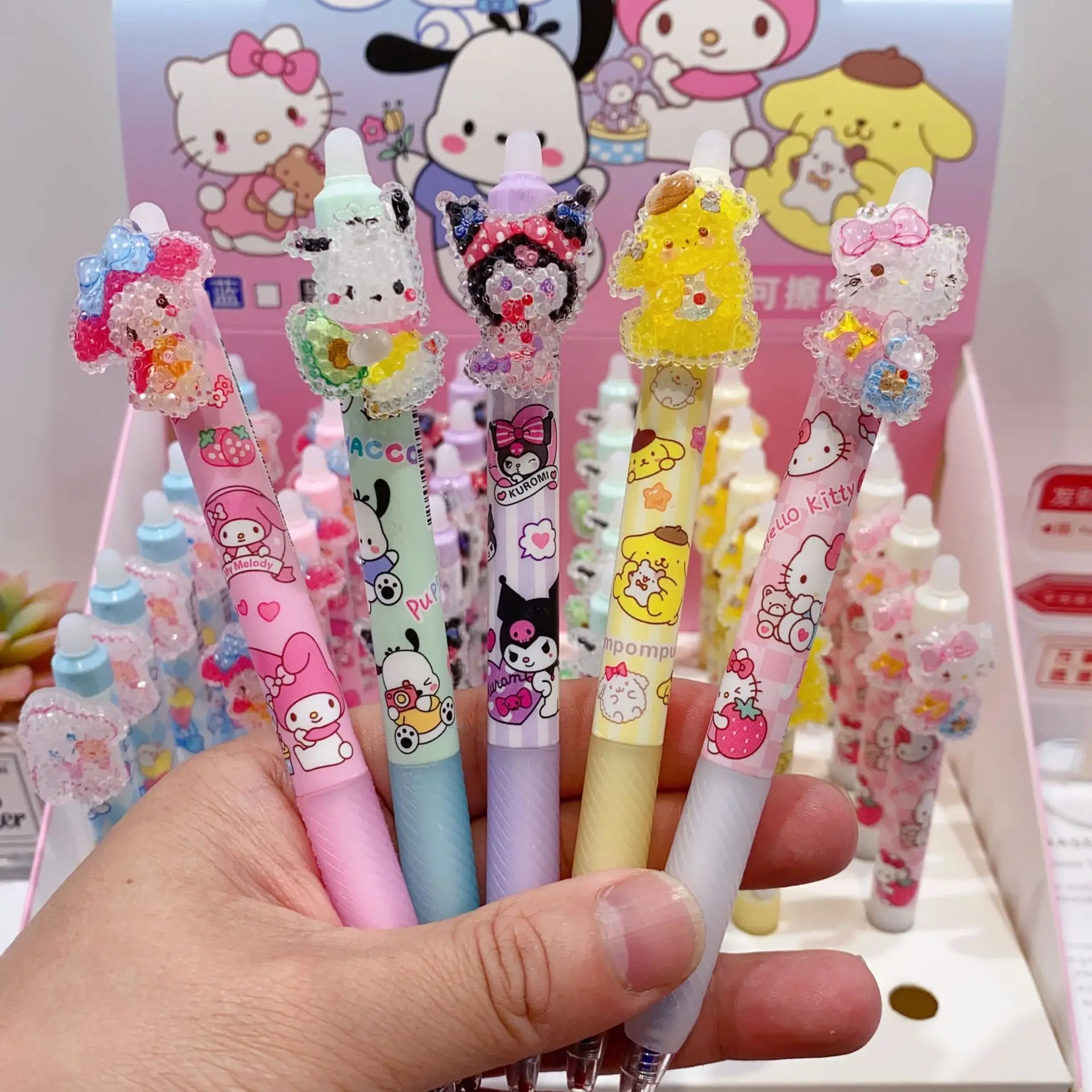 

36pcs Sanrio Acrylic Patch Erasable Gel Pen Neutral Pen Gel Ink Pen Hellokitty Melody Kuromi Student Stationery Wholesal