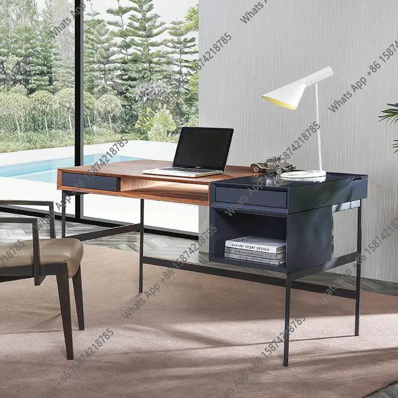 

Mn Nordic Modern Study Home Solid Wood Computer Desk Italian Minimalist Black Walnut Desk