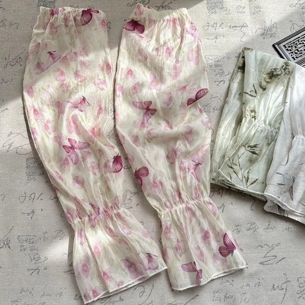 

Breathable Sweet Chinese Style Sleeves Elastic Flower Chiffon Sunscreen Arm Covers Sun Protection Anti-UV Cycling Gloves Summer