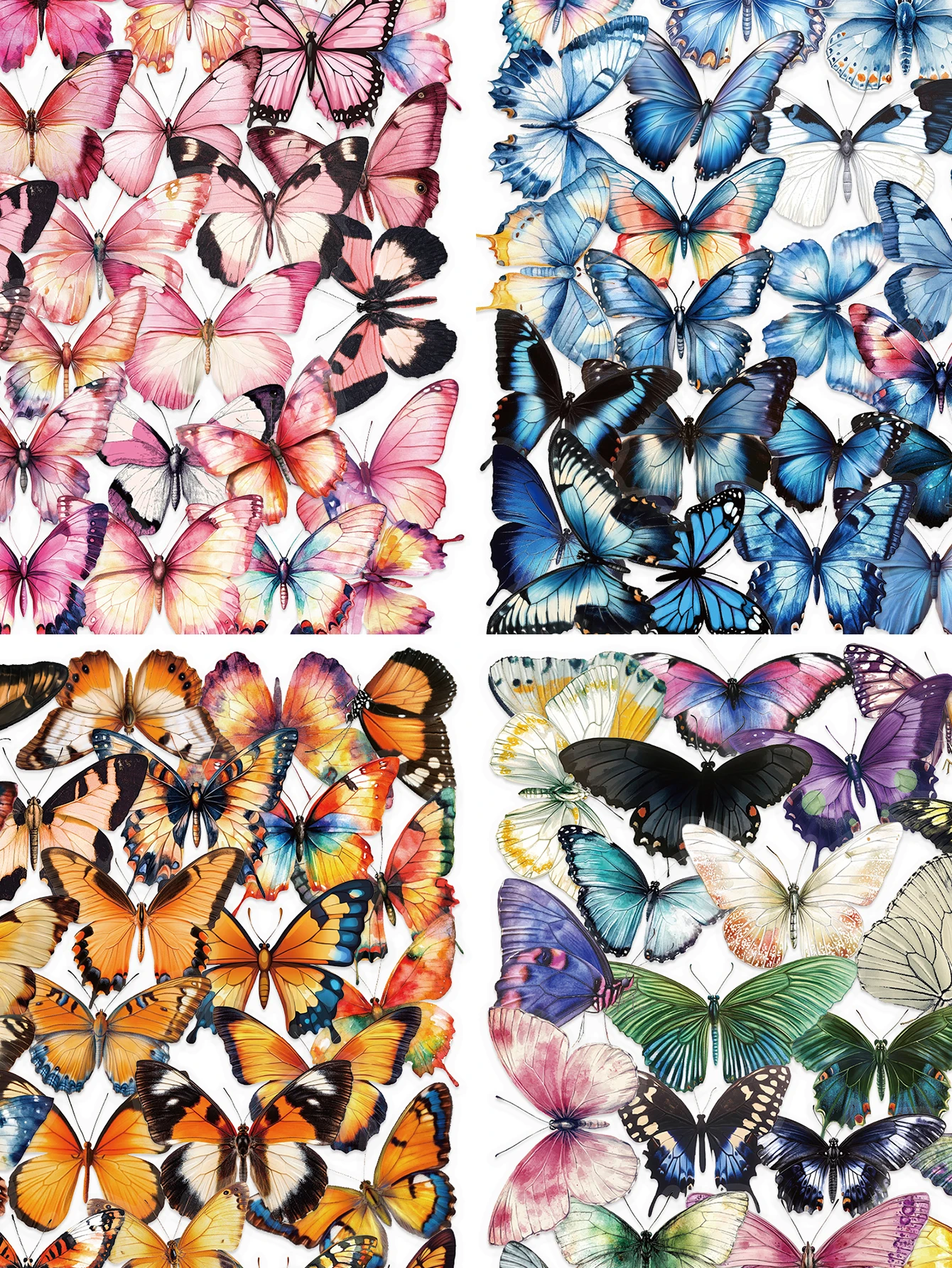 

200 шт. разноцветные прозрачные наклейки с бабочками, наклейки для домашних животных, чехлы для телефонов, ноутбуков, журналов, скрапбуков, украшения для багажа