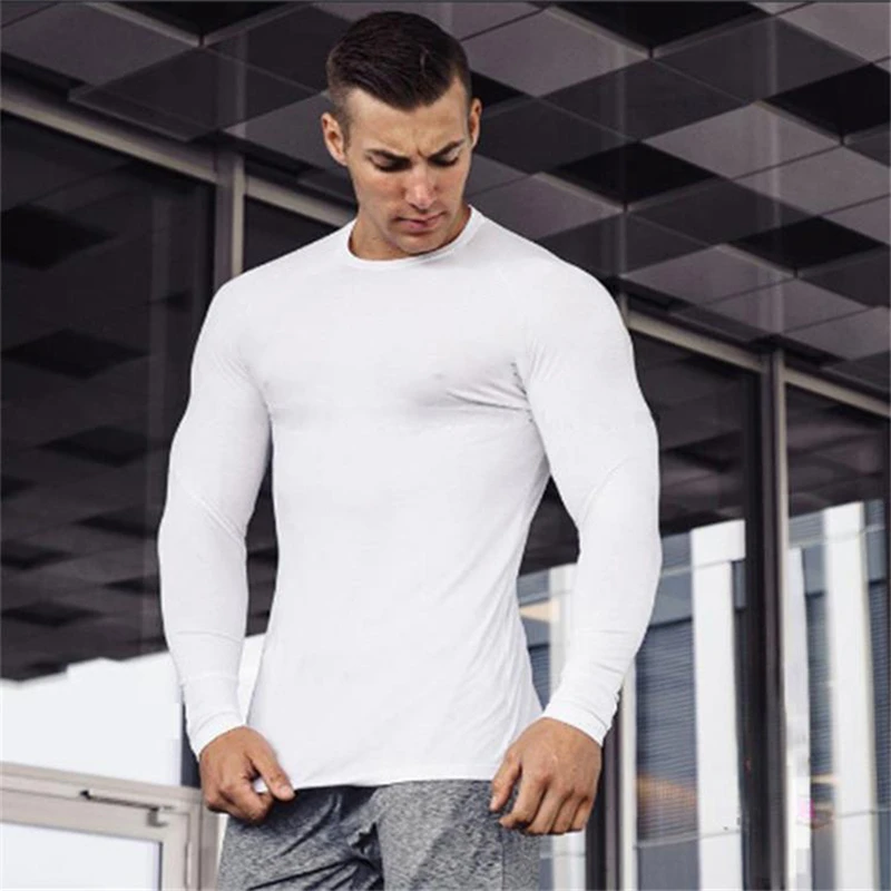 Fitness Clothes Tights Men\'s Quick Dry Running Long Sleeve T-shirt Sports Underwear Suit Football Training Basketball Base Ski