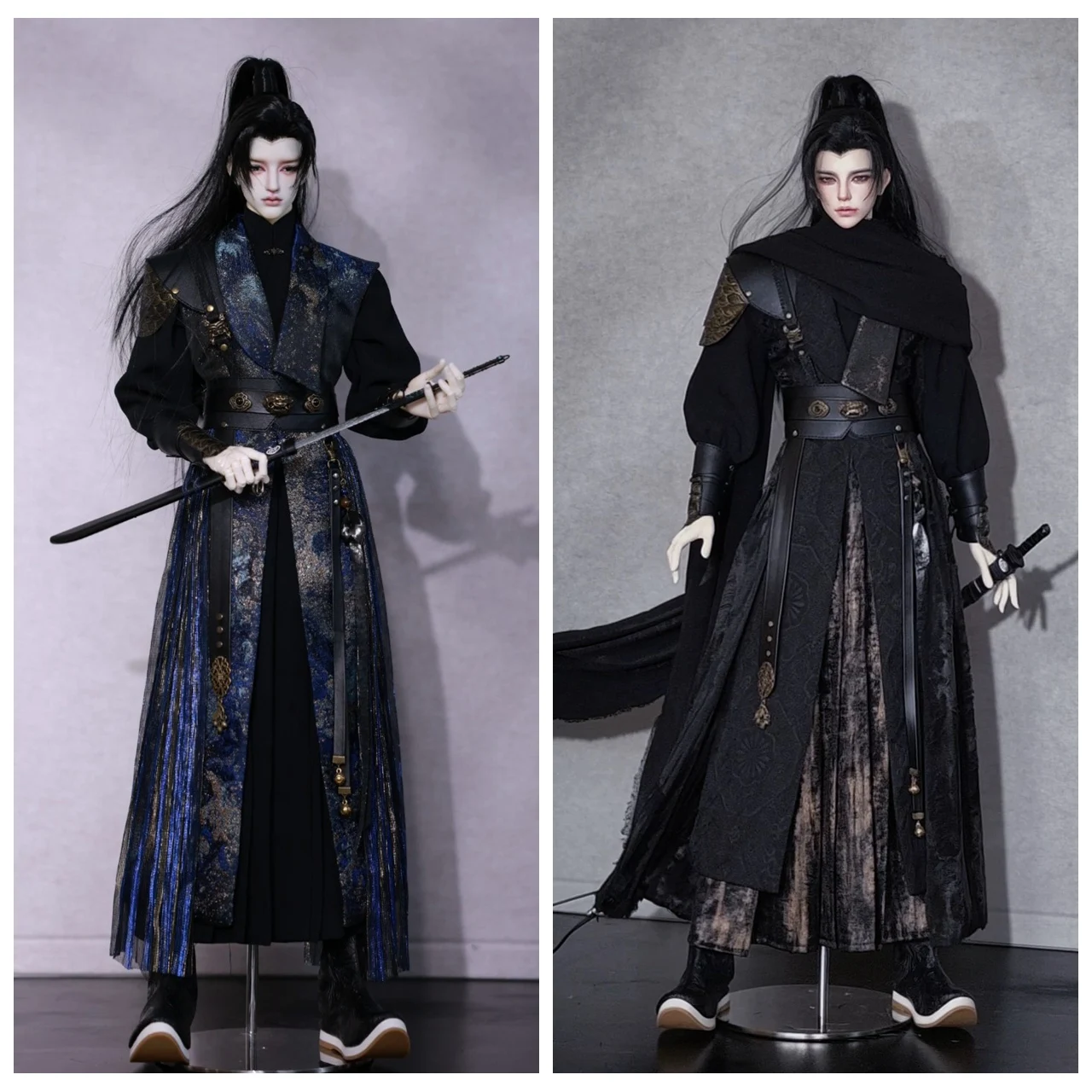1/4 Strong Body 1/3 Scale BJD Wuxia Style Hanfu Ancient Costume Doll Robe Dress Outfit For MSD SD13 ID75 Uncle Accessories A1641