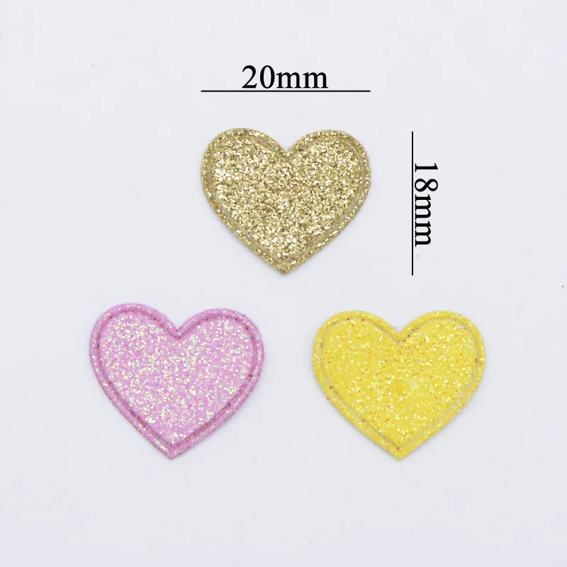 100Pcs/lot Mixed Glitter Leather Heart Shape Appliques for DIY Clothes Crafts Sewing Supplies Headwear Hat Decor Accessories