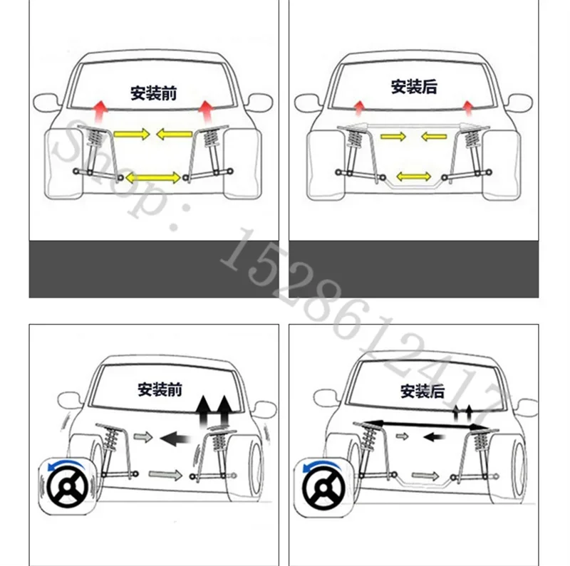 for Volvo XC60/XC90/S60/S90/V90/V60 Engine hood anti roll stability and fixed top bar aluminum alloy balance bar front link view 4