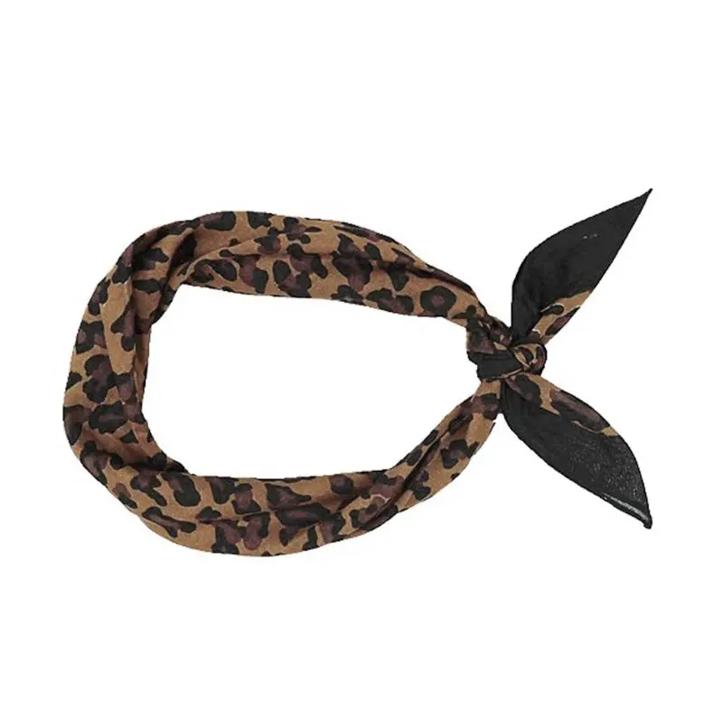 Bohemian Vintage Leopard Print Unisex Cotton Square Scarf Outdoor Cycling