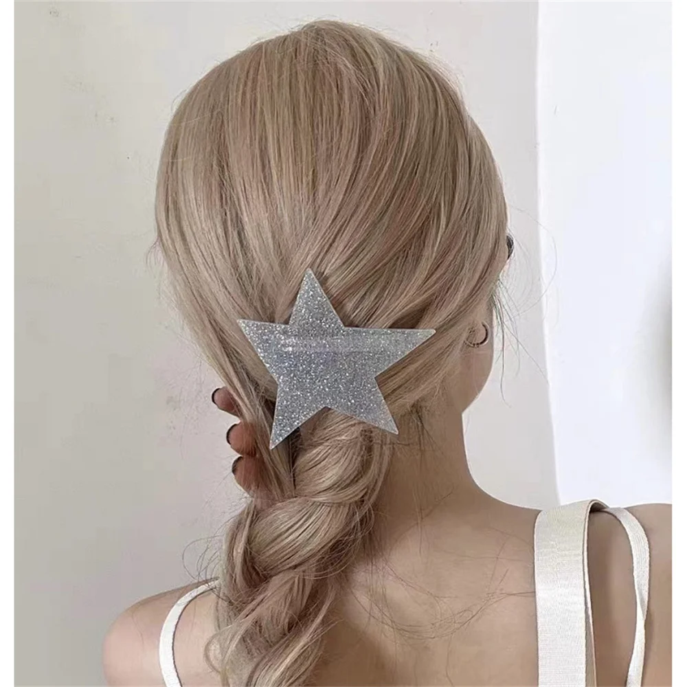 Irregular Shiny Star Hairpin Spring Clip Sweet Cool Super Flash Harajuku Pentagram Hair Clips for Women Girls Hair Accessories