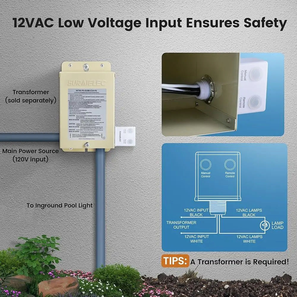 12V AC Pool Lights Color Changing LED Underwater Light with Remote Control 10 Inch Waterproof Durable Inground Pools