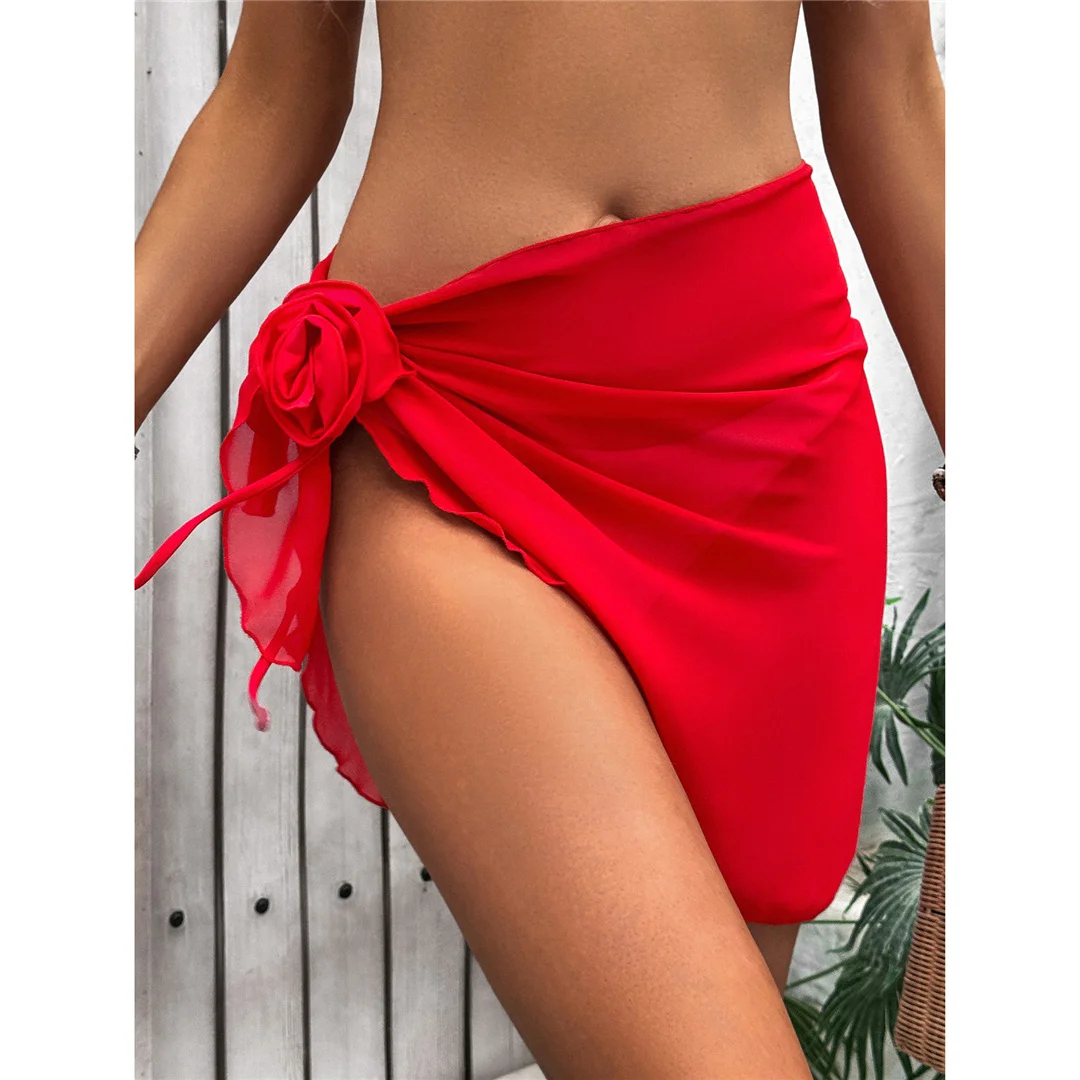 XS - L Sexy Sommer 3D Blumen Chiffon Sarong Pareo Strandkleid Strandmode Strandbekleidung Strandüberwurf Cover-ups Damen V5960 – Detail 10