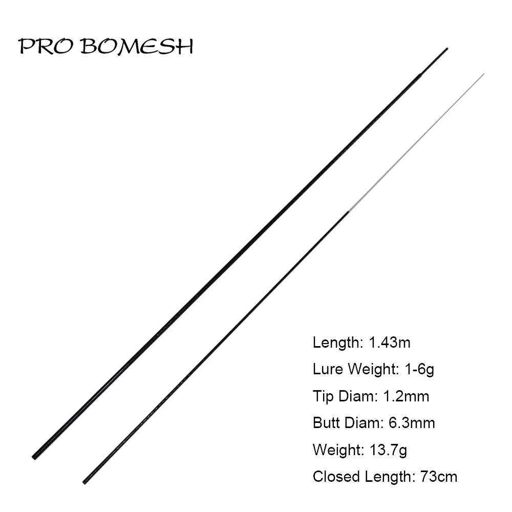 

Pro Bomesh 1 Set 1.43m UL 2 Section X-ray Wrapping Carbon Fiber Travel Rod Blank Trout Rod Blank DIY Rod Building Component Cane