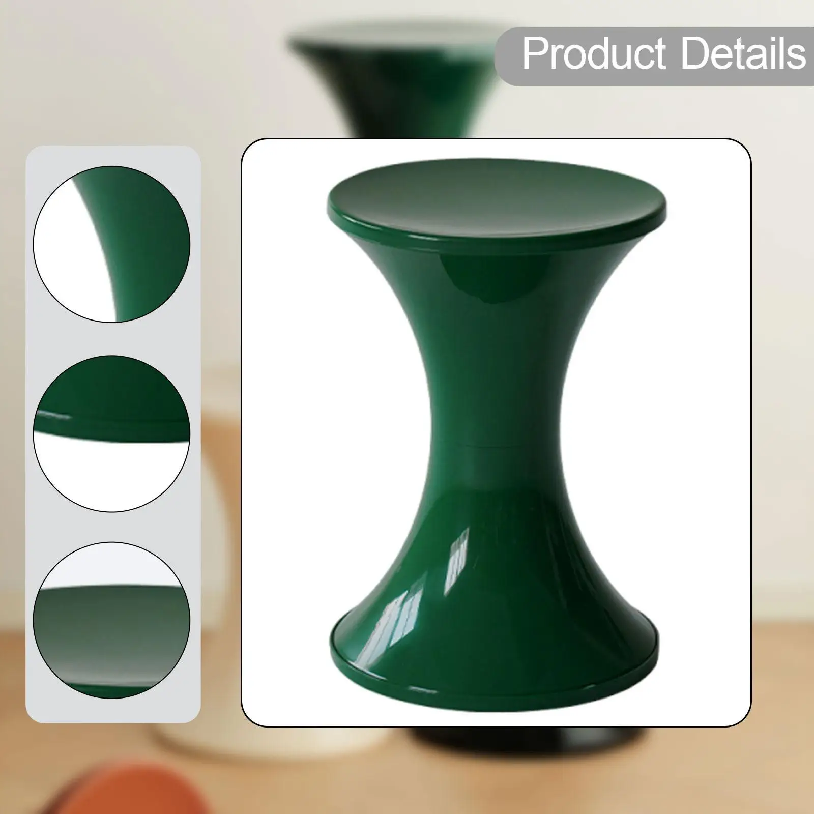 Creative Clock Shaped Footstool, Lightweight PP Footstool with Removable Lid for