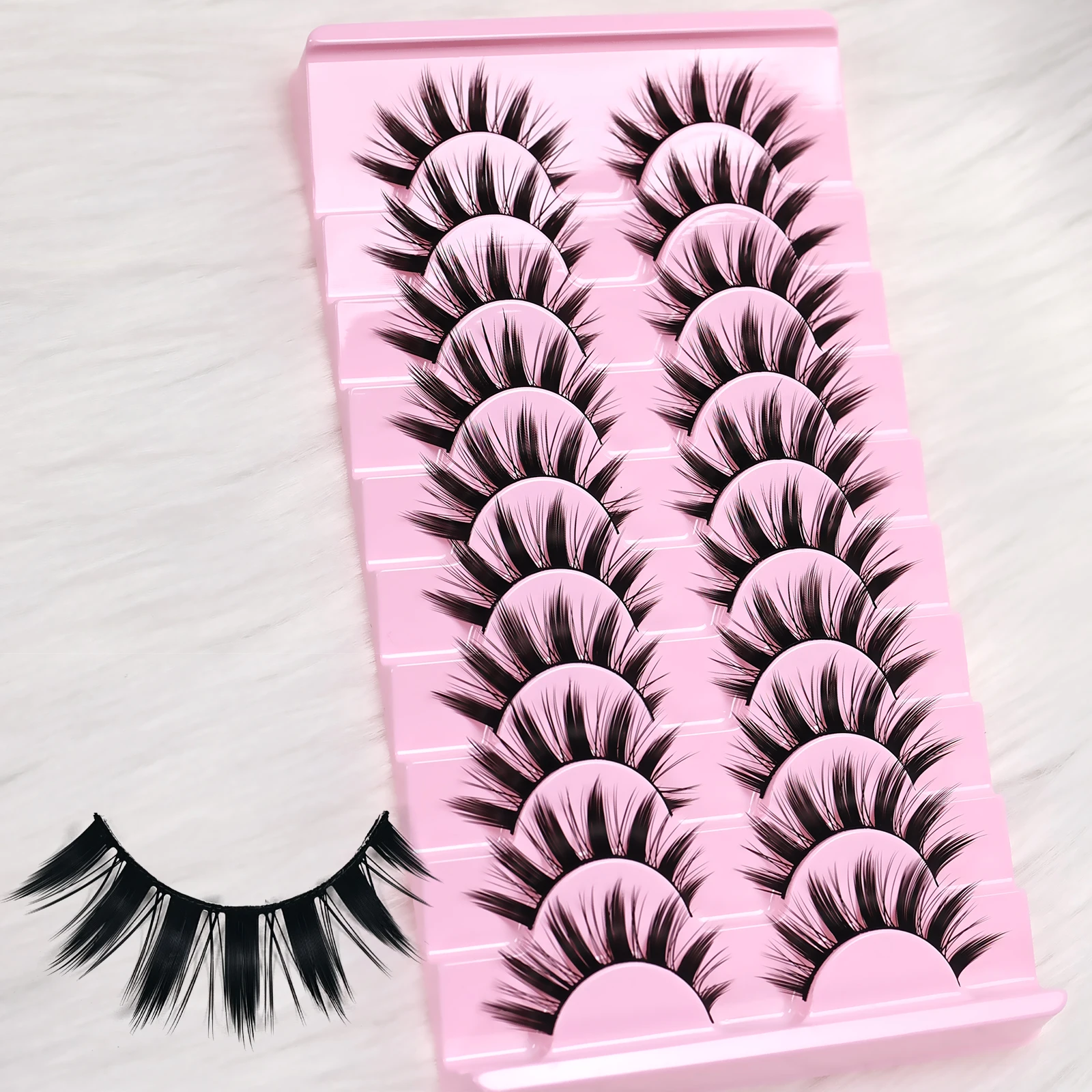 10 أزواج من رموش الرسوم المتحركة المزيفة، قابلة لإعادة الاستخدام وناعمة وخفيفة الوزن وسهلة الاستخدام للمبتدئين في المكياج اليومي/الحفلة/المواعدة