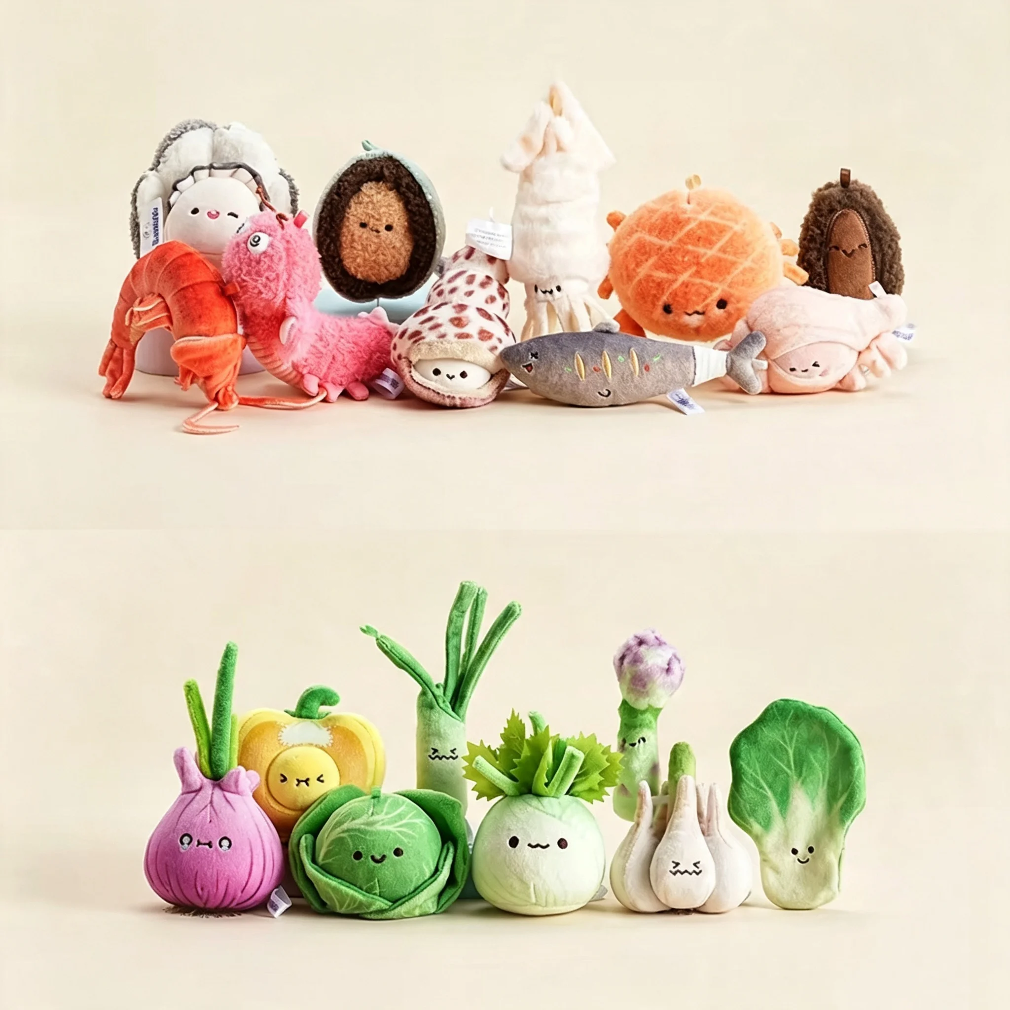 Adorable Simulation Vegetable Seafood Plush Hot Pot BBQ Food Shrimp Cabbage Onion Soft Stuffed Doll Kitchen Kids Birthday Gift