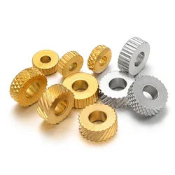 20Pcs Stainless Steel Gold Texture Flat Spacer Beads Loose Bead for DIY Bracelet Necklace Jewelry Making Charm Finding 4/5/6/8mm