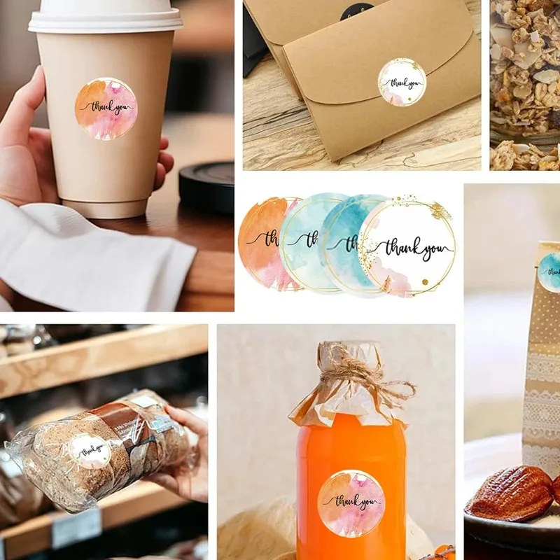 500 قطعة/لفة شكرا لك ملصقات 2.5 سنتيمتر لطيف الوردي الذهب تسميات للشركات الصغيرة أو هدية الزفاف ديكور القرطاسية التعبئة والتغليف ملصق #5