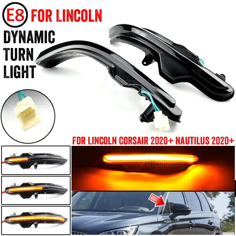 

For Lincoln Corsair Nautilus 2020 2021 LED Dynamic Blinker Indicator Side Mirror Turn Light Signal Lamp Sequential Repeater