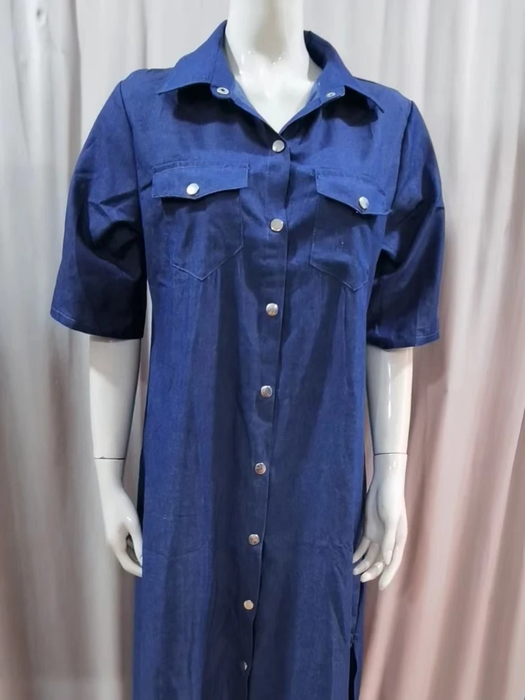 Primavera/estate nuovo 2024 abito in Denim monopetto diviso stretto Sexy Street Style Retro elegante abito da donna
