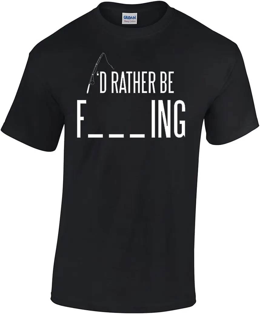 

I'd Rather Be Fishing - Funny Sarcastic Fish Gift for Dad - Fisherman Men's T-Shirt