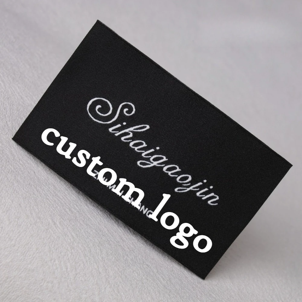 

Custom Main Label Clothing Label, High Density Woven Tag for Coat Dress Jacket, Soft Garment Branding with Black Brand Logo