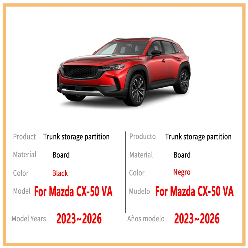 For Mazda CX-50 2023~2026 Multifunction Trunk Storage Partition Thickening Storage Auto Interior Parts Organizer Car Accessories