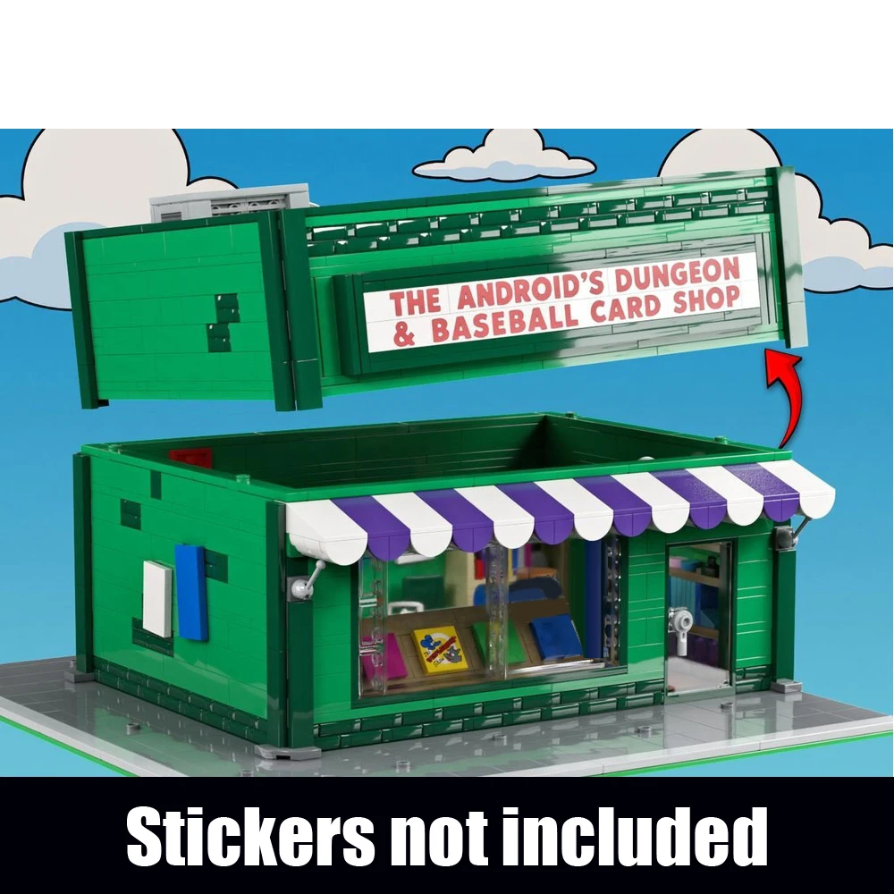 Building Blocks MOC-223229 Modular Robot Dungeon Building with Baseball Card Store Street Scene DIY Assembly Toy Children's Gift