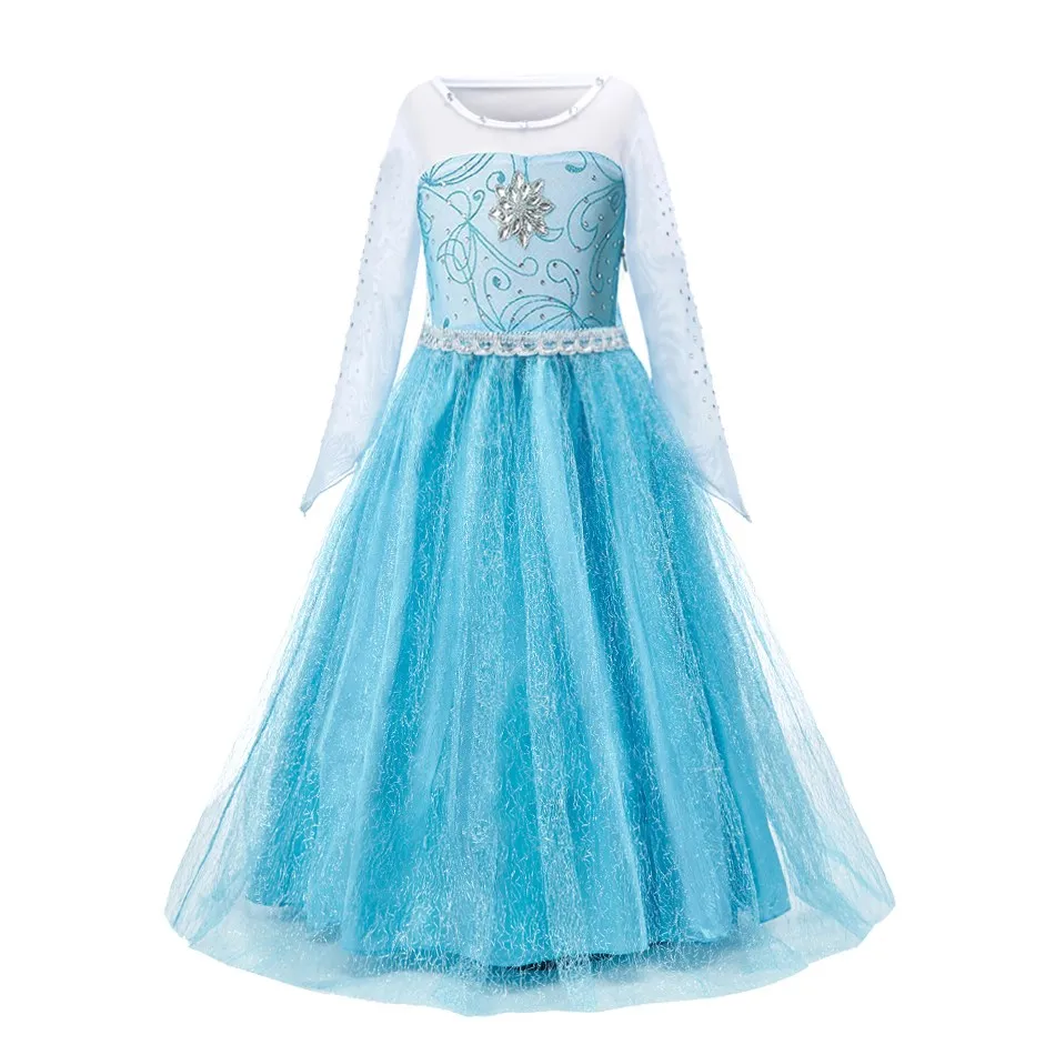 Girl Elsa Costume Kid Cosplay Dress Children Fancy Disguise Rapunzel Belle Anna Birthday Party Princess Carnival Evening Clothes