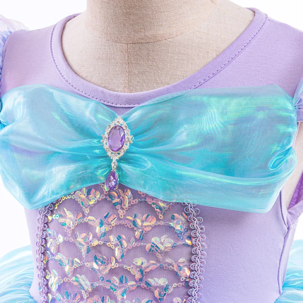 Carnival Little Mermaid Charm paillettes Princess Girls Dress Costume Cosplay abiti da festa di compleanno sirene Halloween abbigliamento per bambini