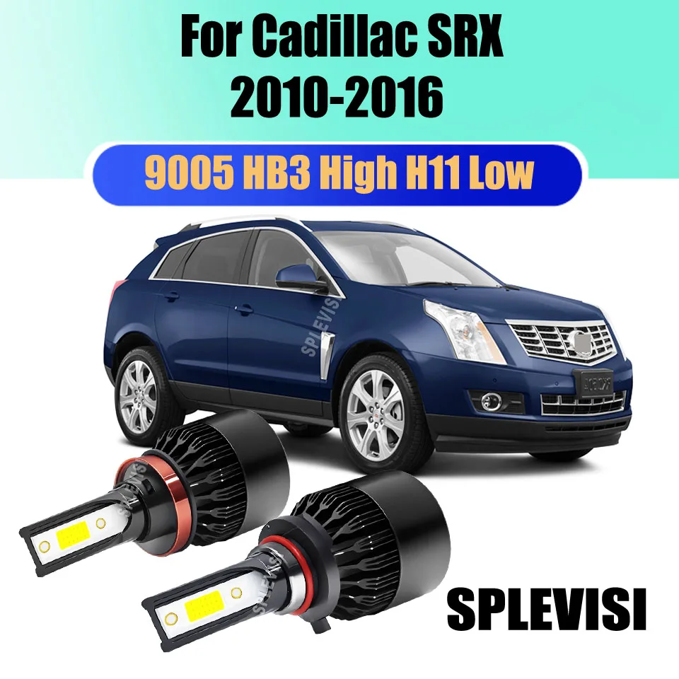 LED 60W White Headlight Hi Low Beam- Compact Size with 1:1 Mini Size Design For Cadillac SRX 2010 2011 2012 2013 2014 2015 2016