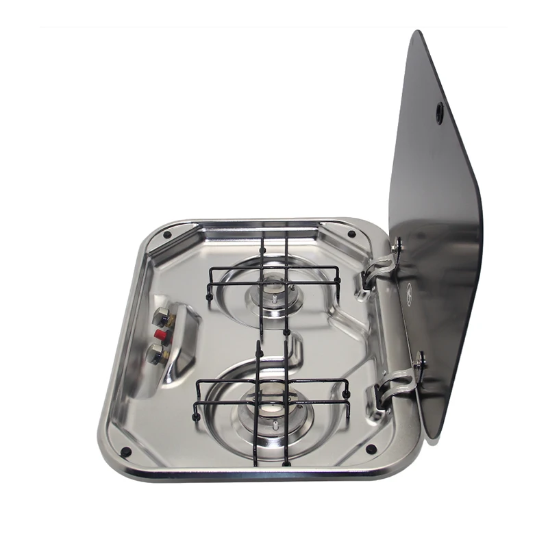 RV Accessories Port  le Camper Caravan    Stove 2 Burners Folding Glass Lid     Stove Cooker With Cover