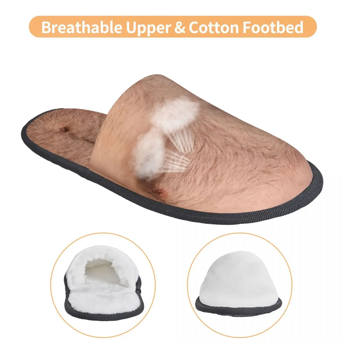 Custom Funny Hairy Chest Guest Slippers for Bathroom Women Hairy Belly House Slipper