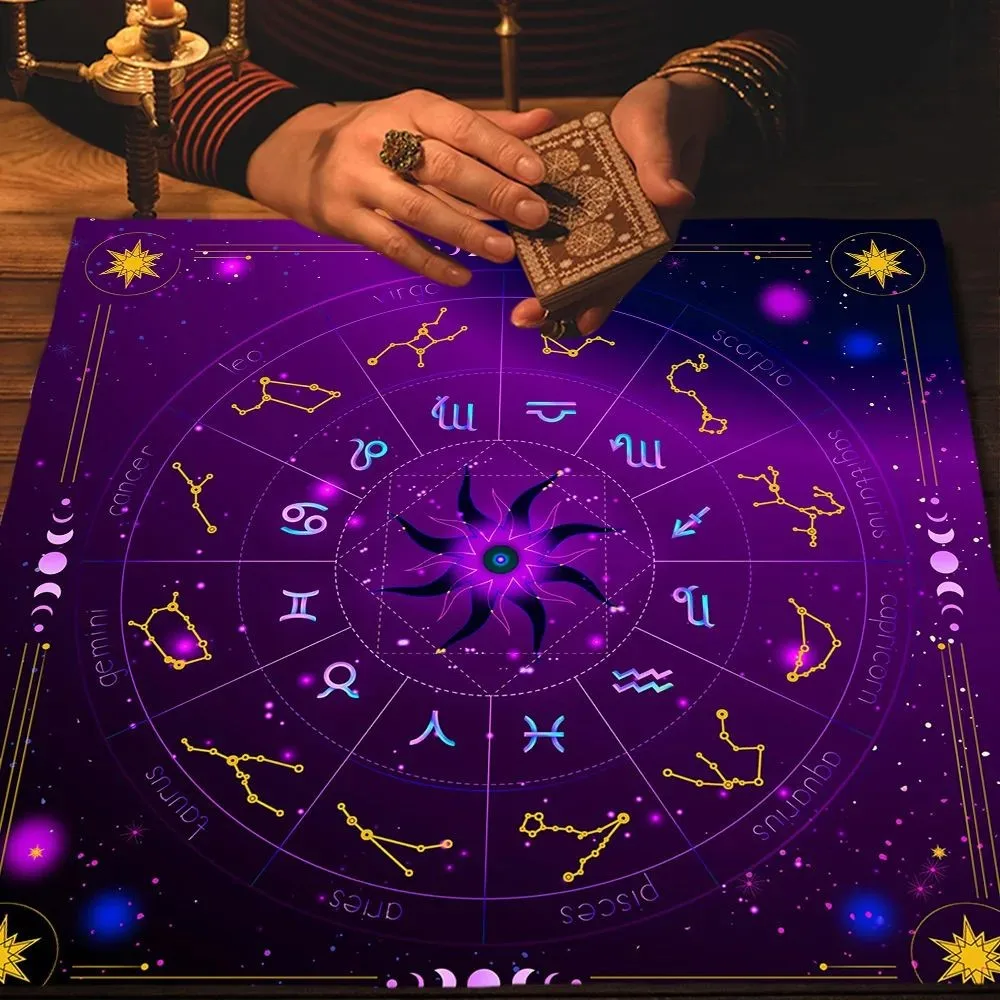VIKAMA Mandala Flower of Life Tarot-Deck, Altarmatte, geeignet für Wahrsagerei, Meditation und spirituelle Hexerei-Zubehör