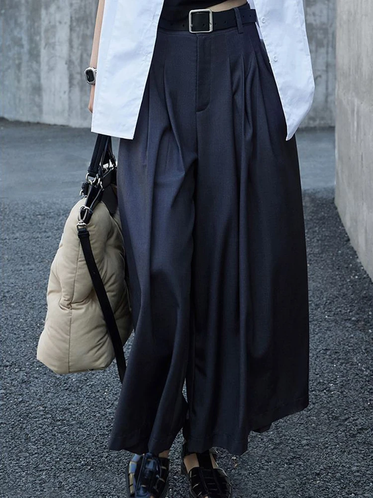Spot gray wide leg pants for women in summer, thin, high waisted, hanging, loose casual  skirt  cropped pants, trendy