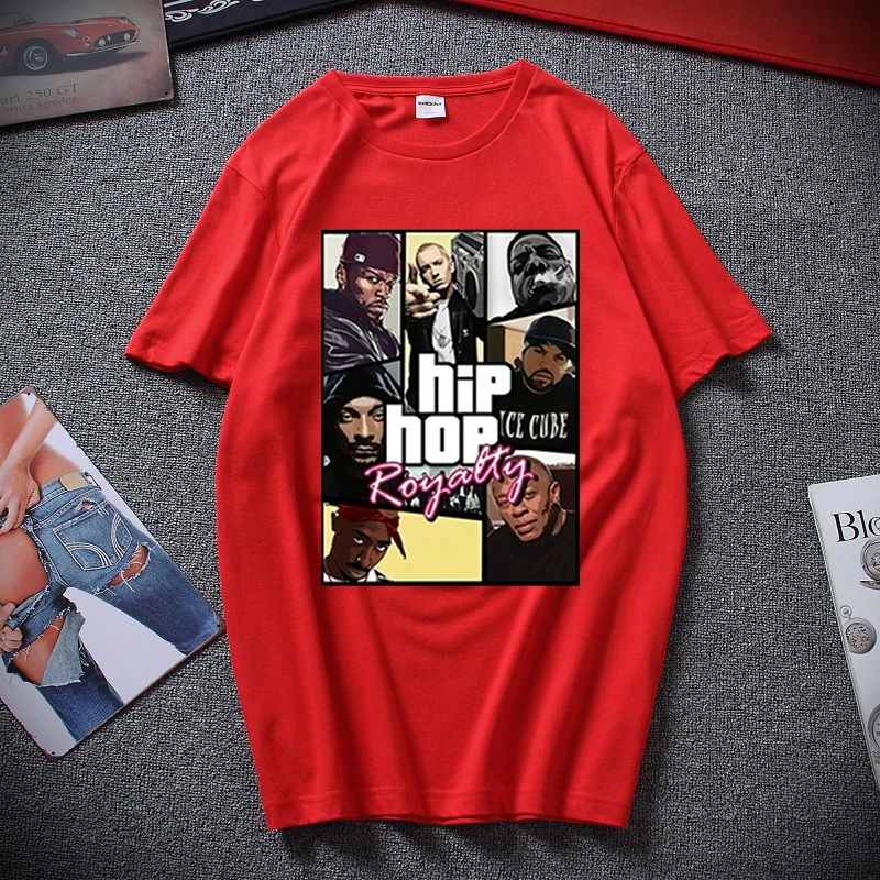 Maglietta estiva da uomo/donna Street Hip Hop Culture Dr Dre Eminem 2 Pac Biggie Top Rapper Print Personality T-shirt Unisex Top Tees