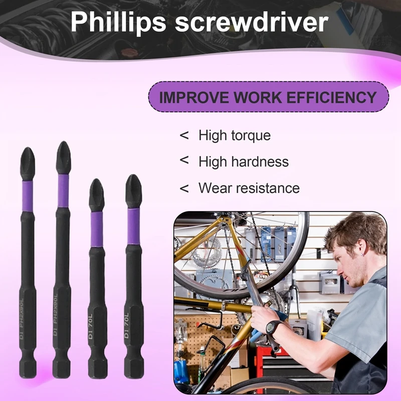 Anti-Slip Impacto Magnético Screwdriver Bit Set, Perfuração De Energia, 25-150mm, 12Pcs