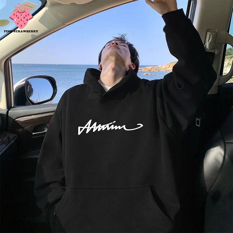 

American Black Plush Hoodies Men Autumn Winter 2025 New Oversize Warm Long sleeves Pullover Sweatshirt Y2K Tops Mens clothing