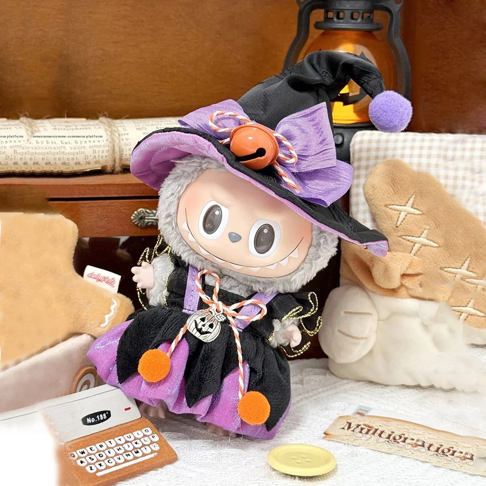 

[No Doll]Halloween Witch Clothes for 15/17cm Labubu Doll's Clothes Starry Night Spooky Costume Outfit Accessories Gifts