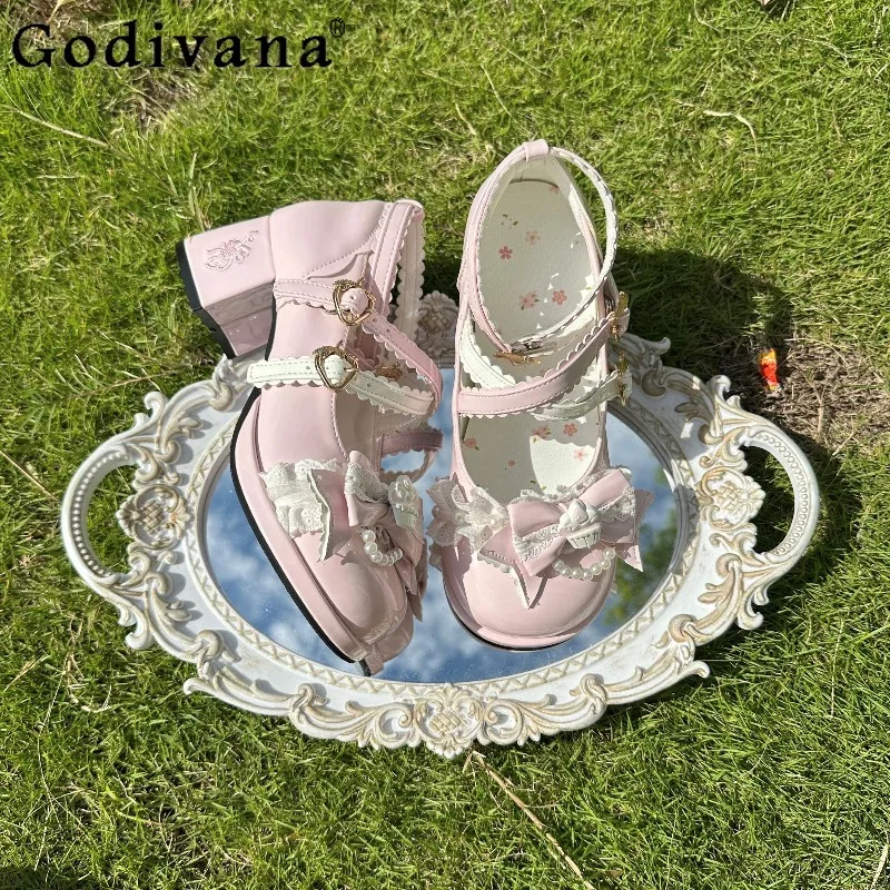 

Original Lolita Shoes for Ladies Sweet Party Japanese Sweet Waterproof Platform Shoes Women's High Heel Versatile Lo Shoes