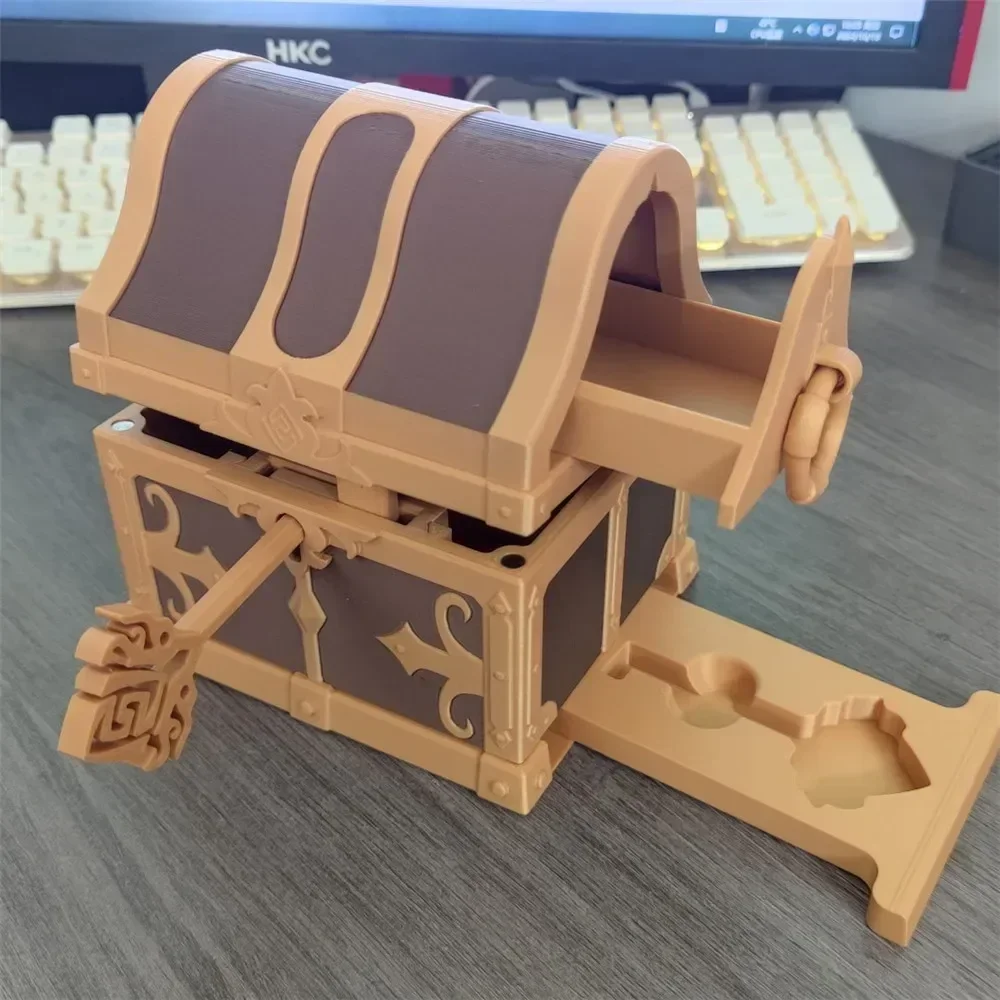 

3D Printed Large Unopenable Mechanism Treasure Chest Mystery Box For Christmas Gift Box Desktop Decoration