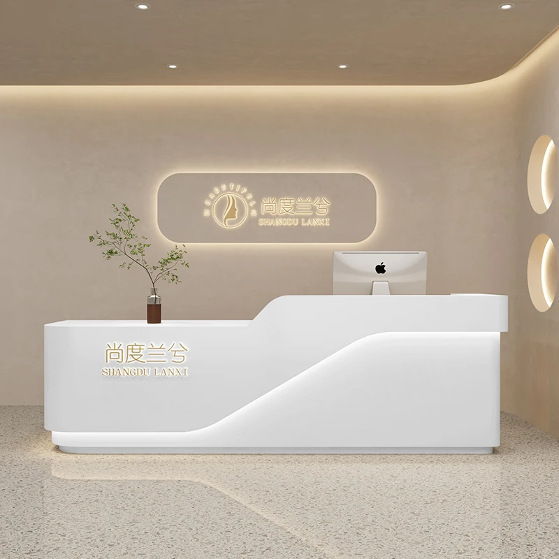 Modern Simple Reception Desks Beauty Salon Barbershop Corporation Reception Desks Cashier Escrivaninha Office Furniture ZSRD