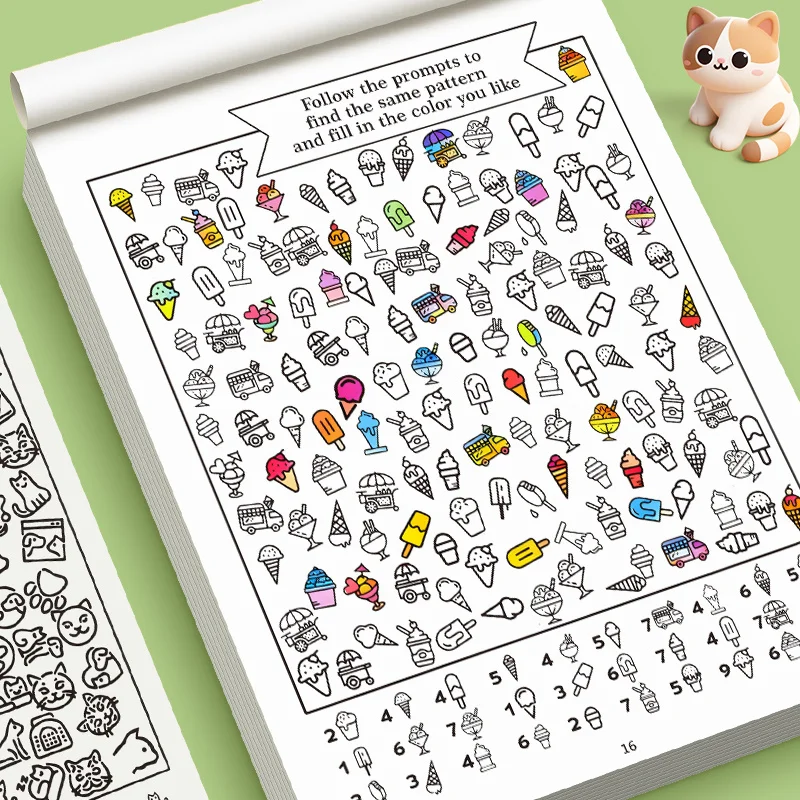 Find The Same Coloring Book,32-Page Quiet Activity Book with Matching Game,Graphics Find Color Book,Hidden Objects Coloring Book