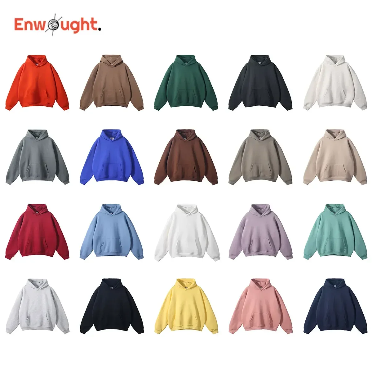 Winter Solid Color Hoodie Hip Hop Plush Hooded Sweatshirts Oversized Pullover Harajuku Custom Casual Hoodies Tracksuit Men Women